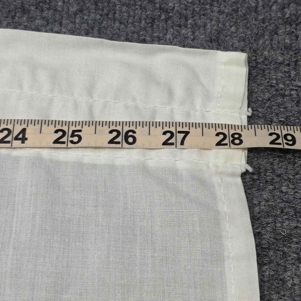 Vintage Style White Ruffled Cafe Curtains Lace Trim Blue Ribbon 4 Panels 35x28